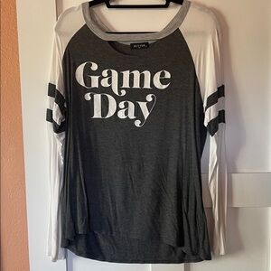Zutter Women's Game Day Long Sleeve Tee - Charcoal and White